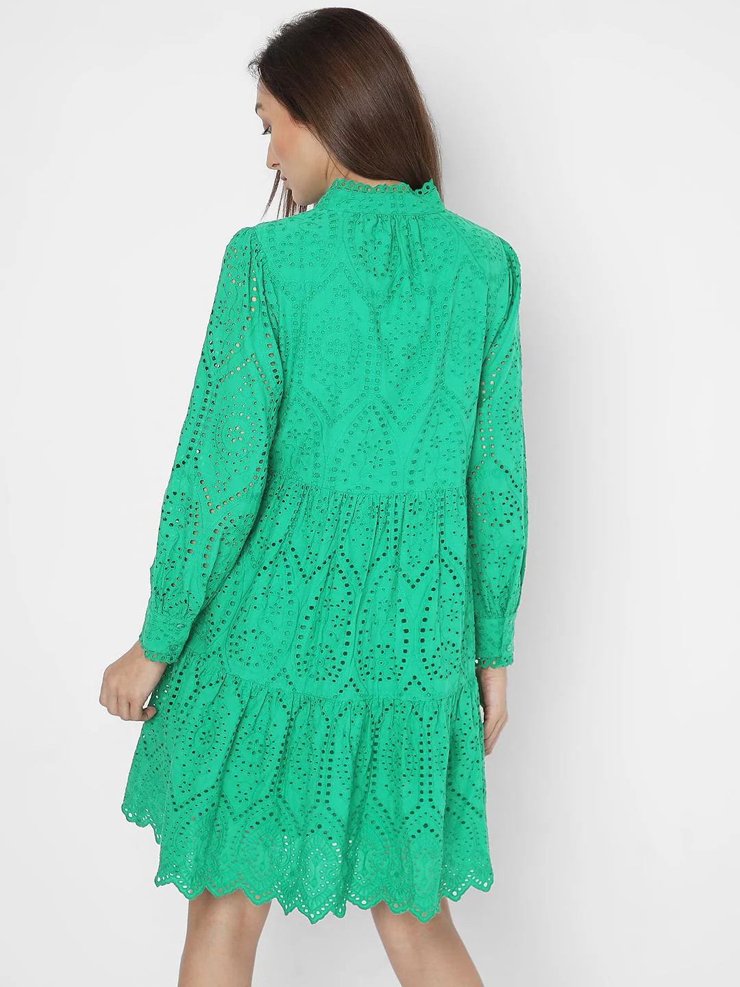 Green Schiffli Fit & Flare Dress - Image 4