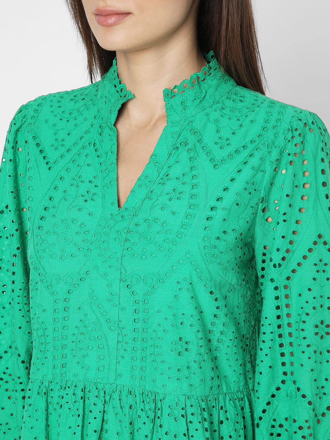 Green Schiffli Fit & Flare Dress - Image 8