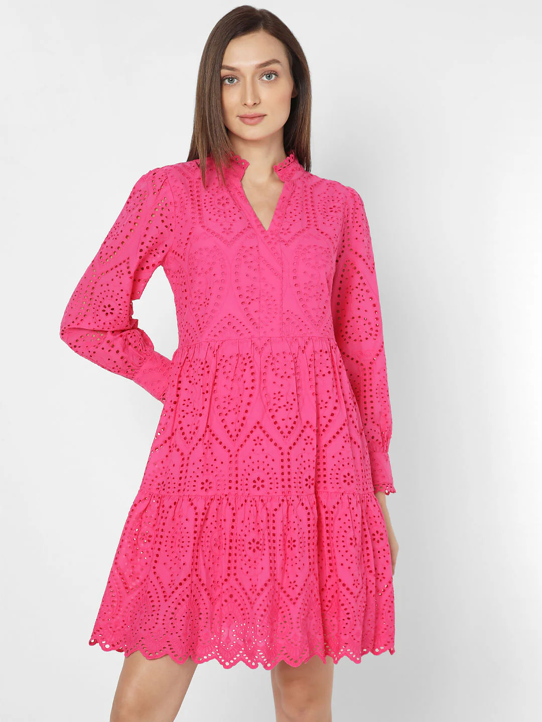 Pink Schiffli Fit & Flare Dress - Image 2