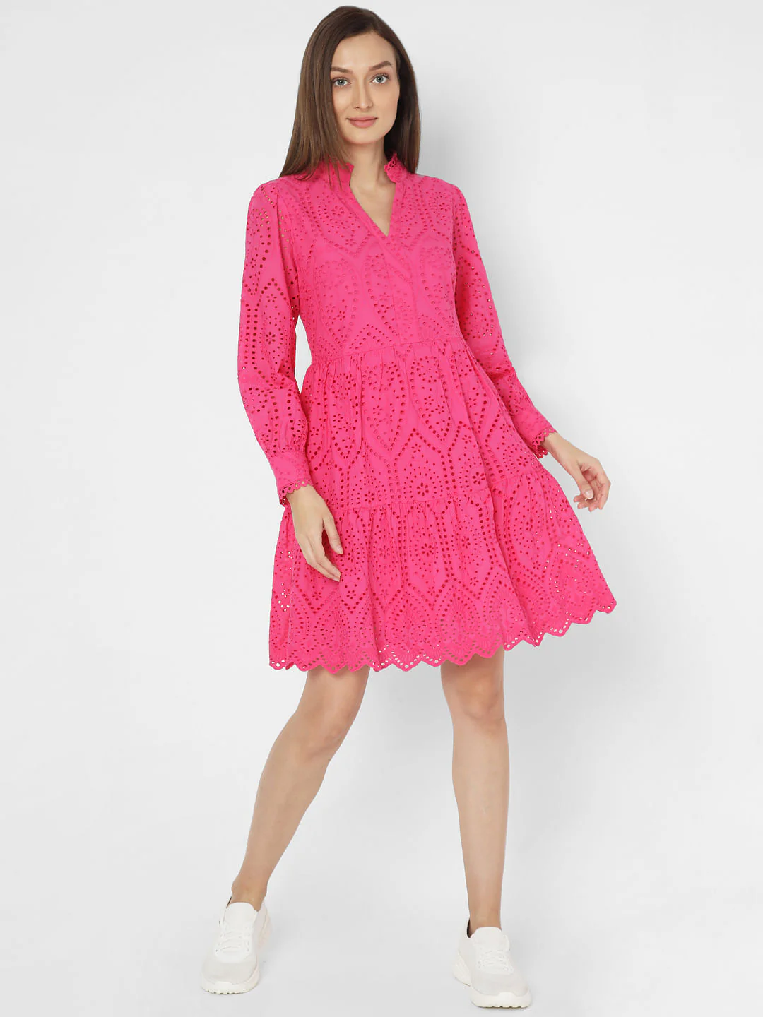 Pink Schiffli Fit & Flare Dress - Image 5