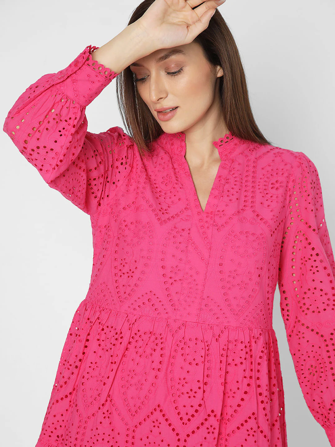 Pink Schiffli Fit & Flare Dress - Image 6