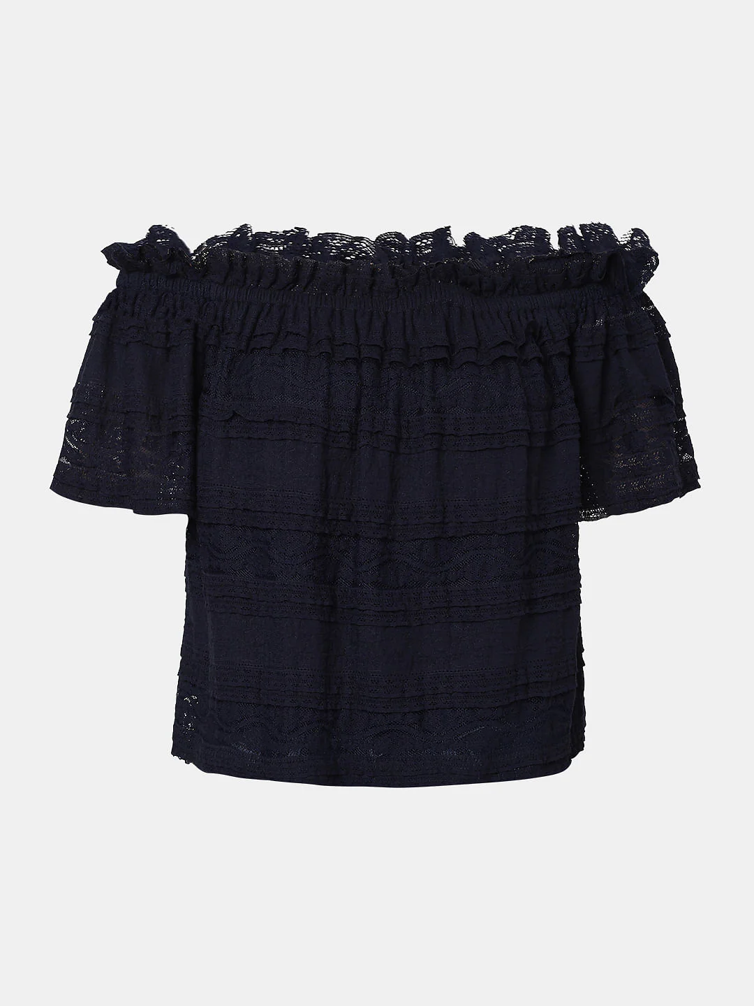 Blue Off Shoulder Lace Top - Image 7