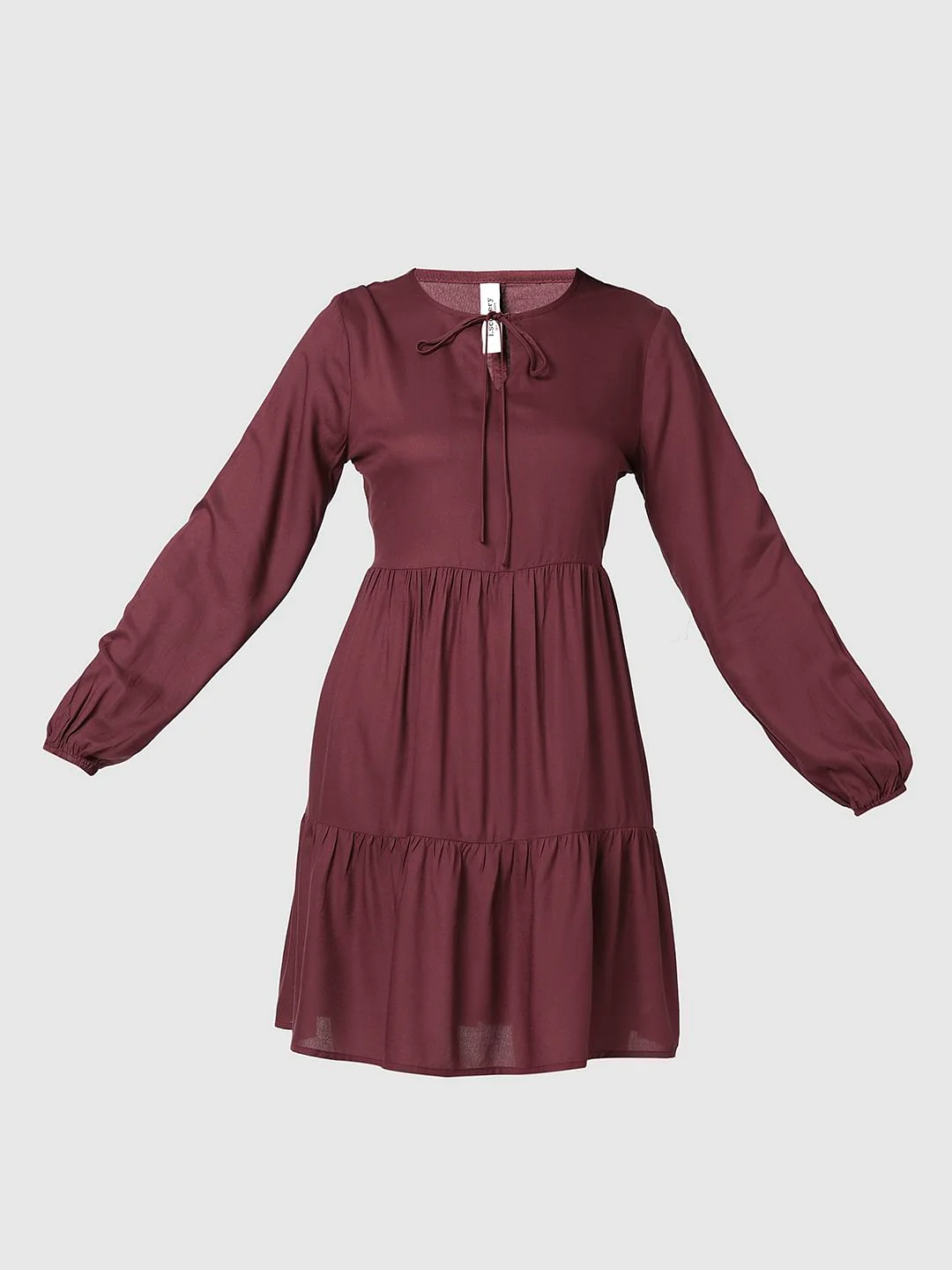 I.Scenery By Vero Moda Maroon Tiered Dress - Image 7