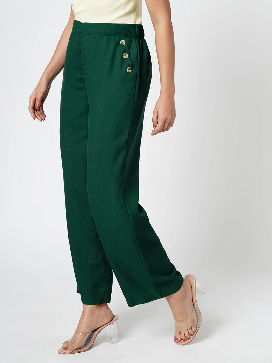 I.Scenery By Vero Moda Green High Rise Pants - Image 3