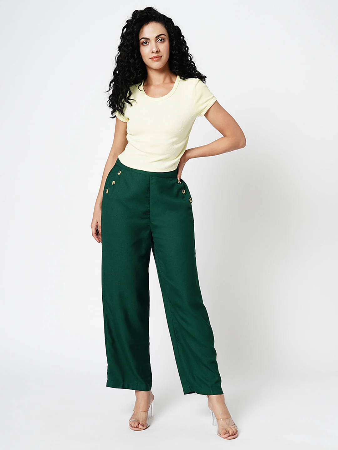 I.Scenery By Vero Moda Green High Rise Pants - Image 5