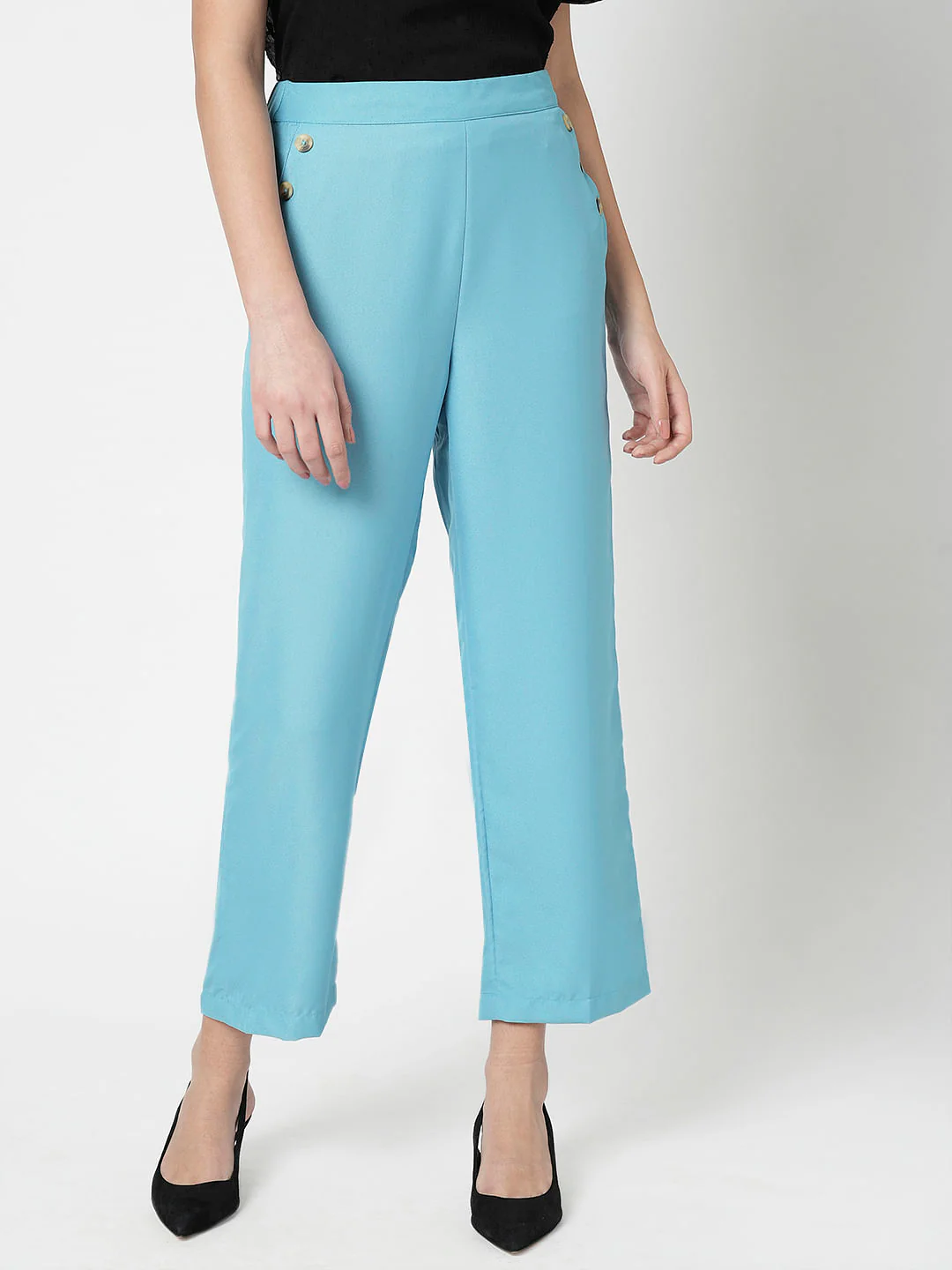 I.Scenery By Vero Moda Blue High Rise Slip On Pants - Image 2