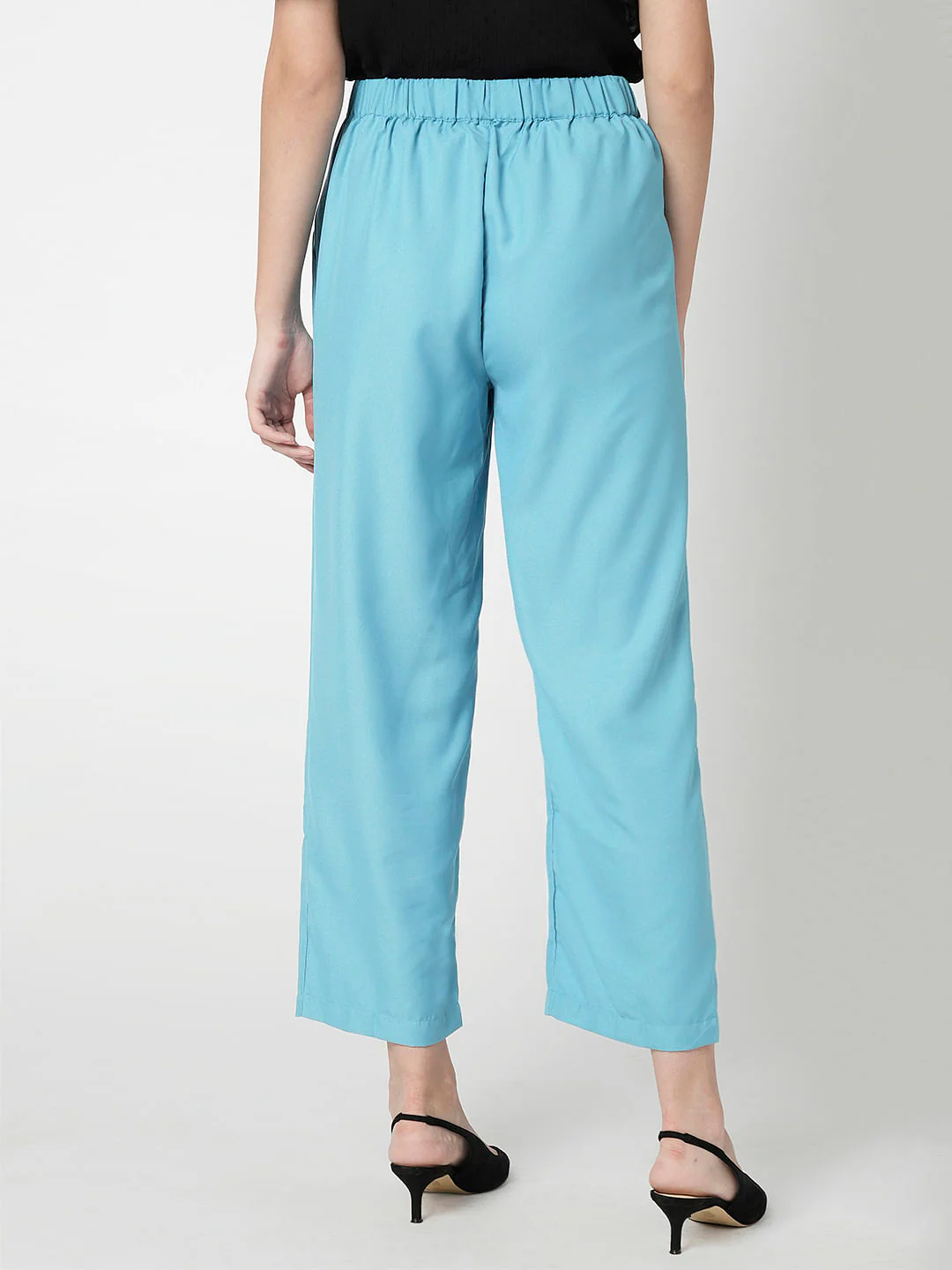 I.Scenery By Vero Moda Blue High Rise Slip On Pants - Image 4