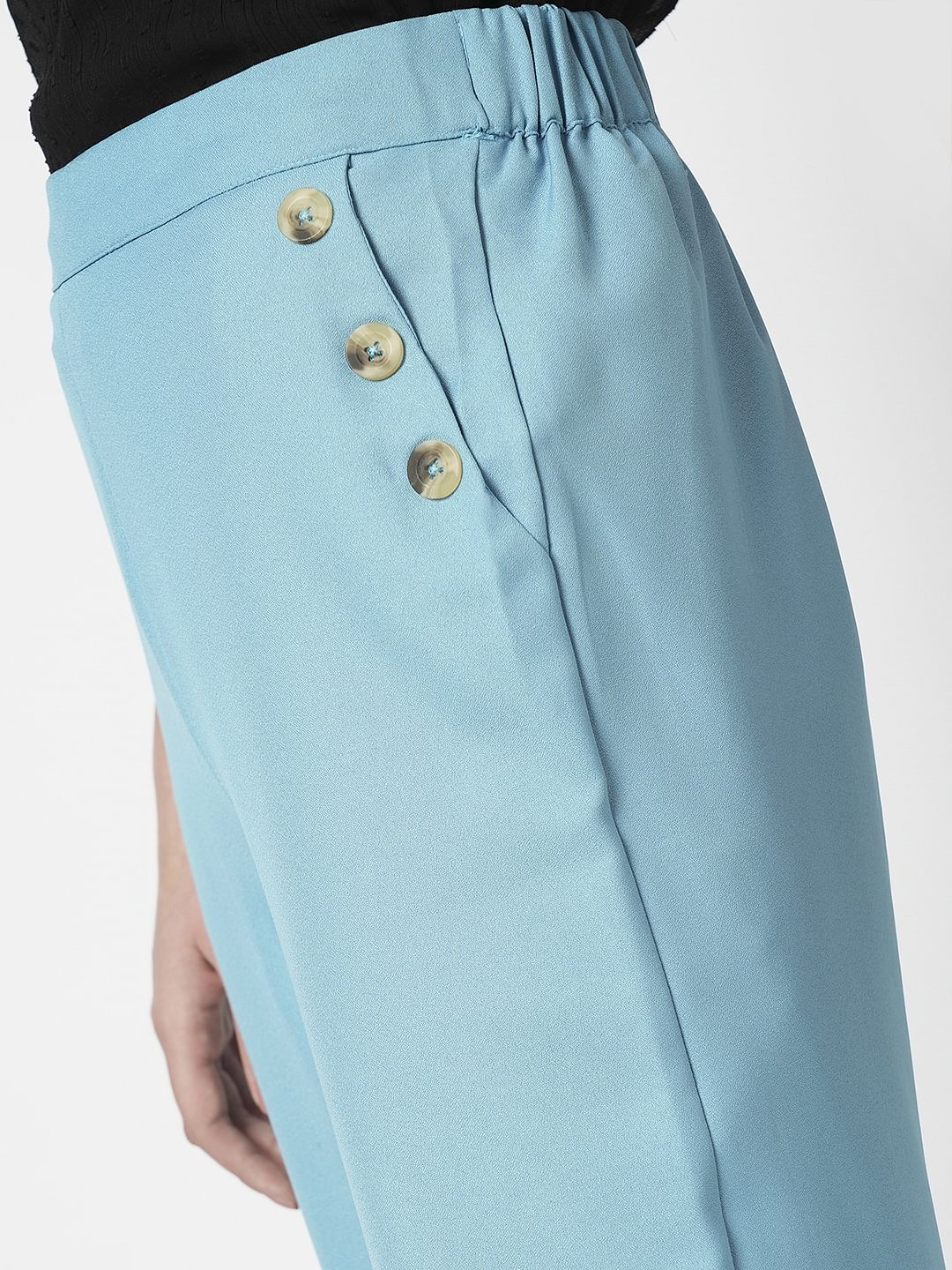 I.Scenery By Vero Moda Blue High Rise Slip On Pants - Image 6