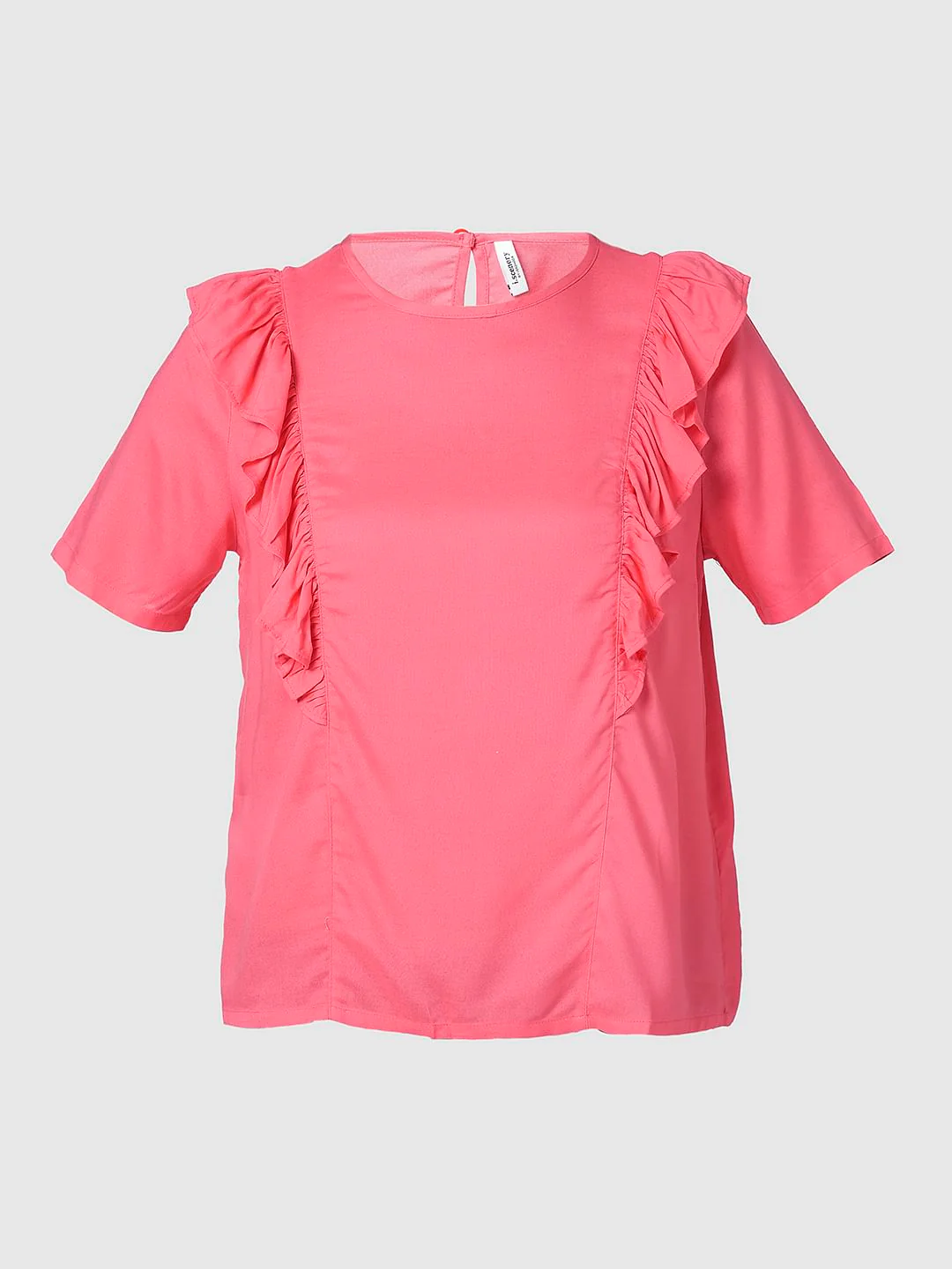 I.Scenery By Vero Moda Pink Frill Detail Top - Image 7