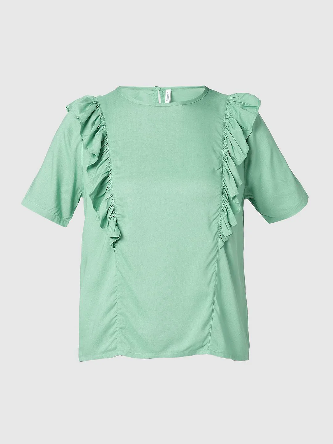 I.Scenery By Vero Moda Green Frill Detail Top - Image 7
