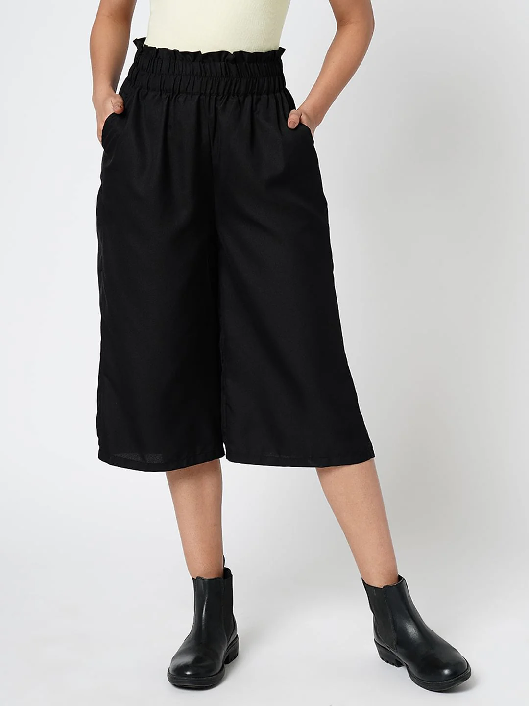 I.Scenery By Vero Moda Black High Rise Culottes - Image 2
