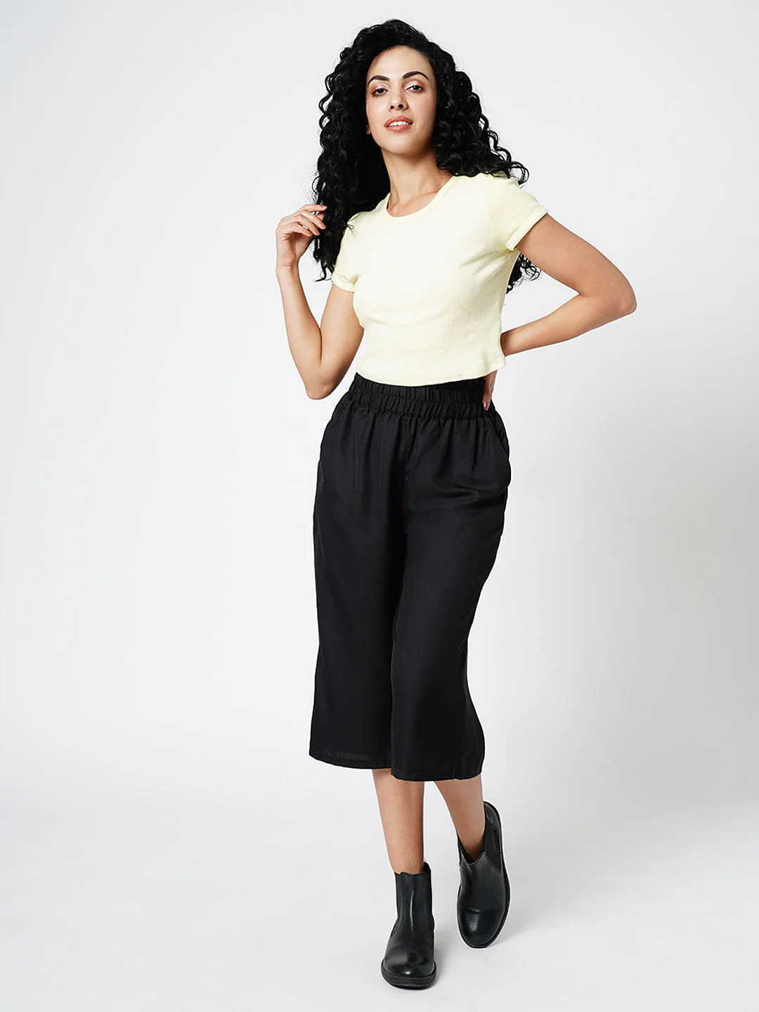 I.Scenery By Vero Moda Black High Rise Culottes - Image 5