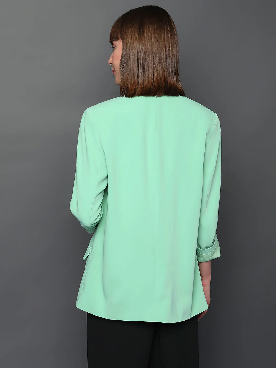 Light Green Front Open Blazer - Image 4