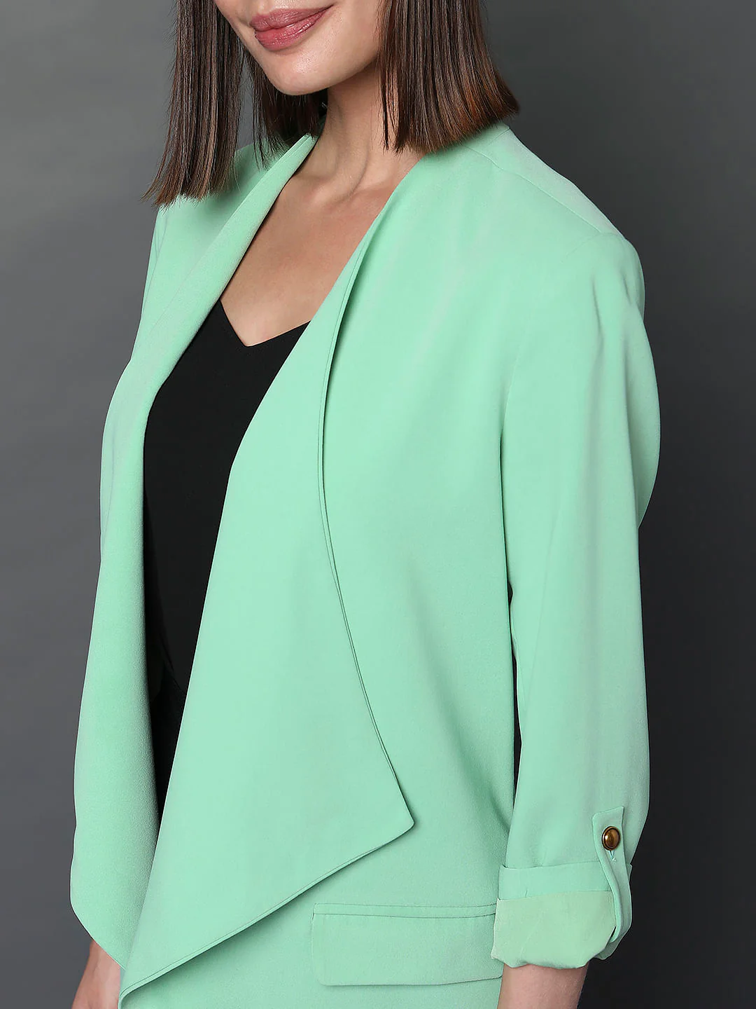 Light Green Front Open Blazer - Image 6