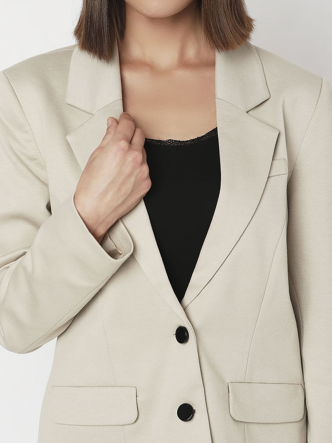 Beige Co-Ord Set Formal Blazer - Image 5