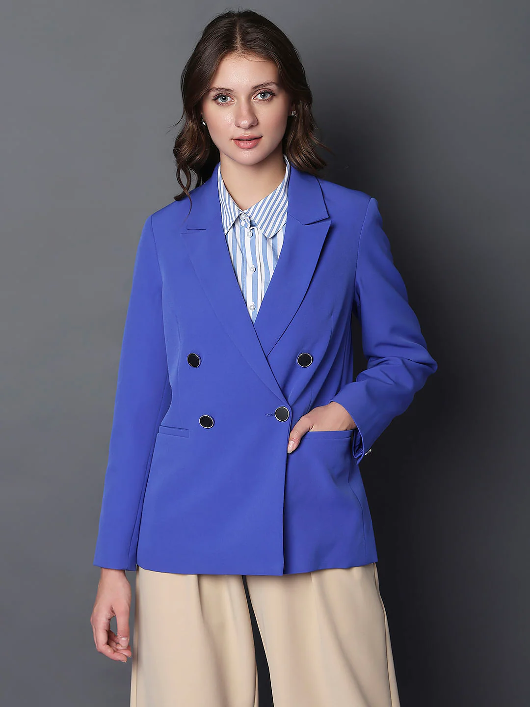 Blue Double Breasted Blazer - Image 2