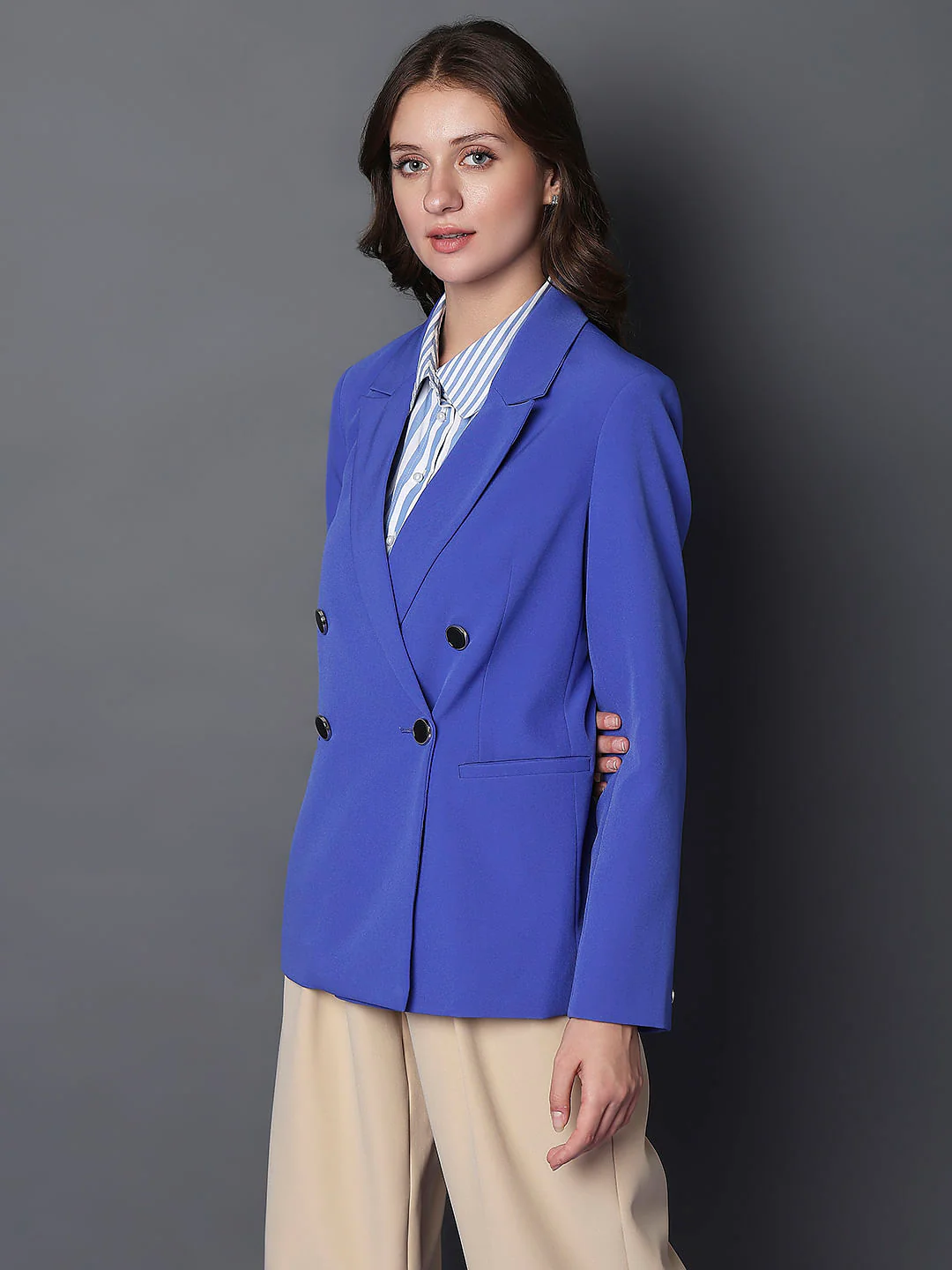 Blue Double Breasted Blazer - Image 3