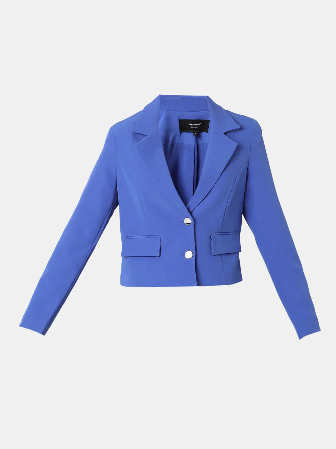 Blue Cropped Tailored Blazer - Image 7
