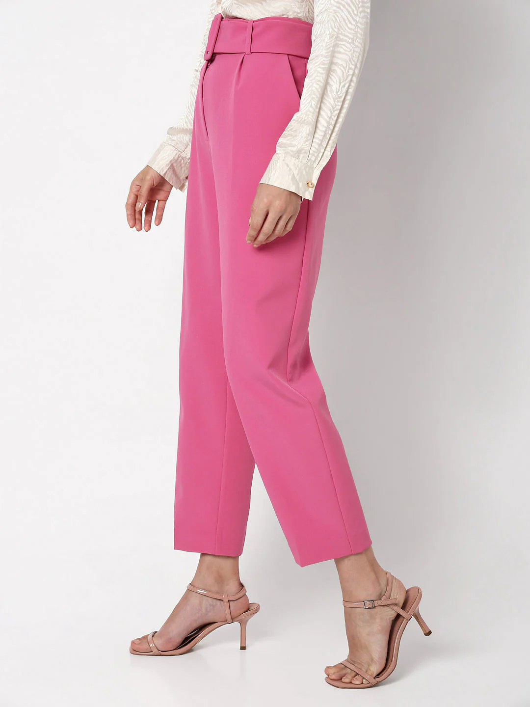 Pink High Rise Tailored Co-Ord Set Pants - Image 3