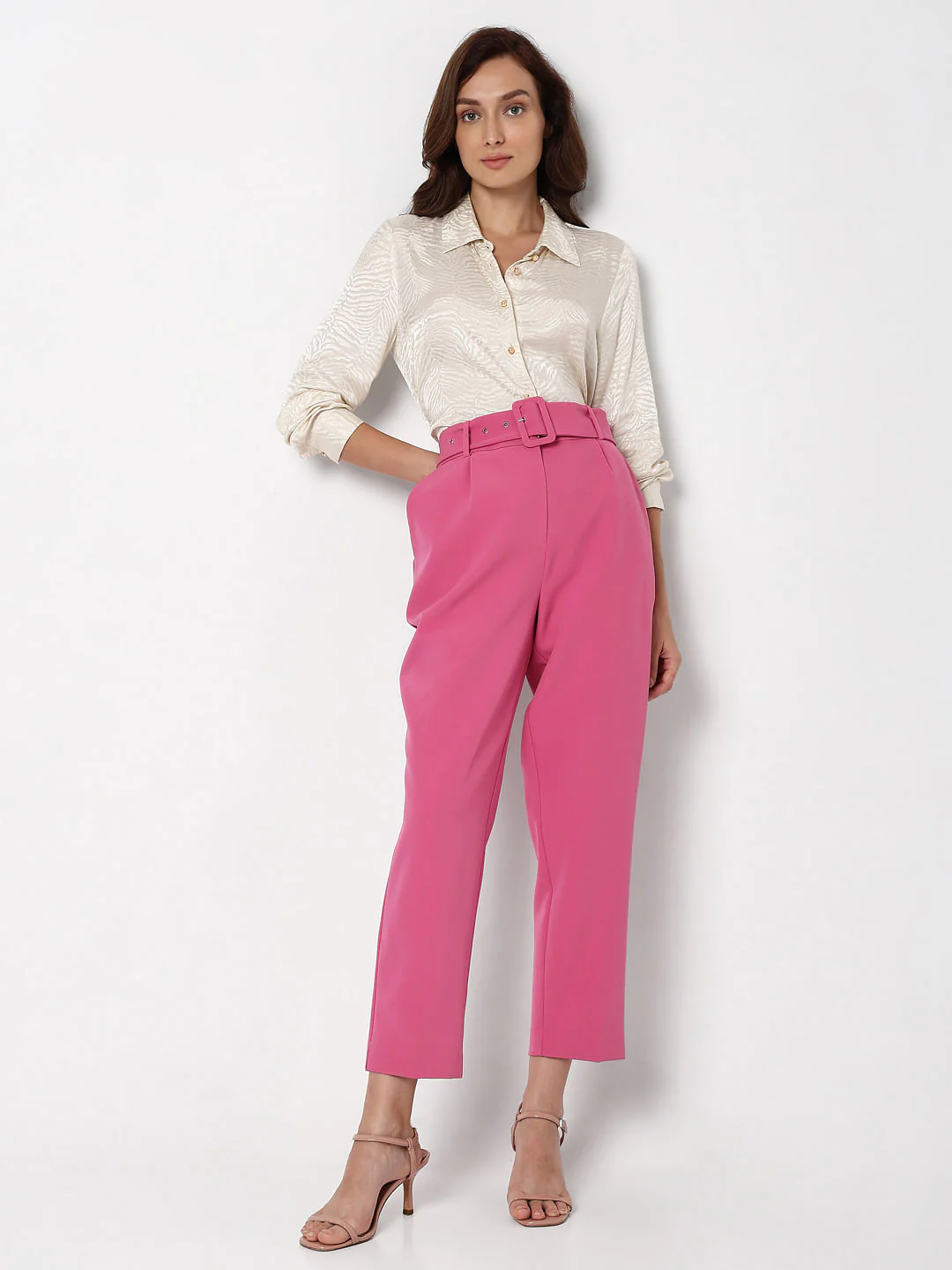 Pink High Rise Tailored Co-Ord Set Pants - Image 5