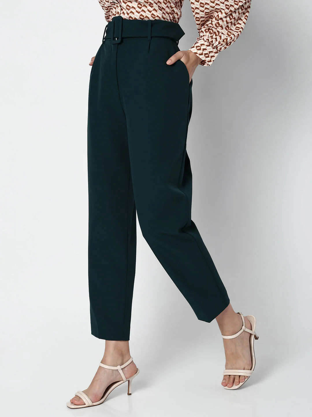 Green High Rise Straight Fit Pants - Image 3