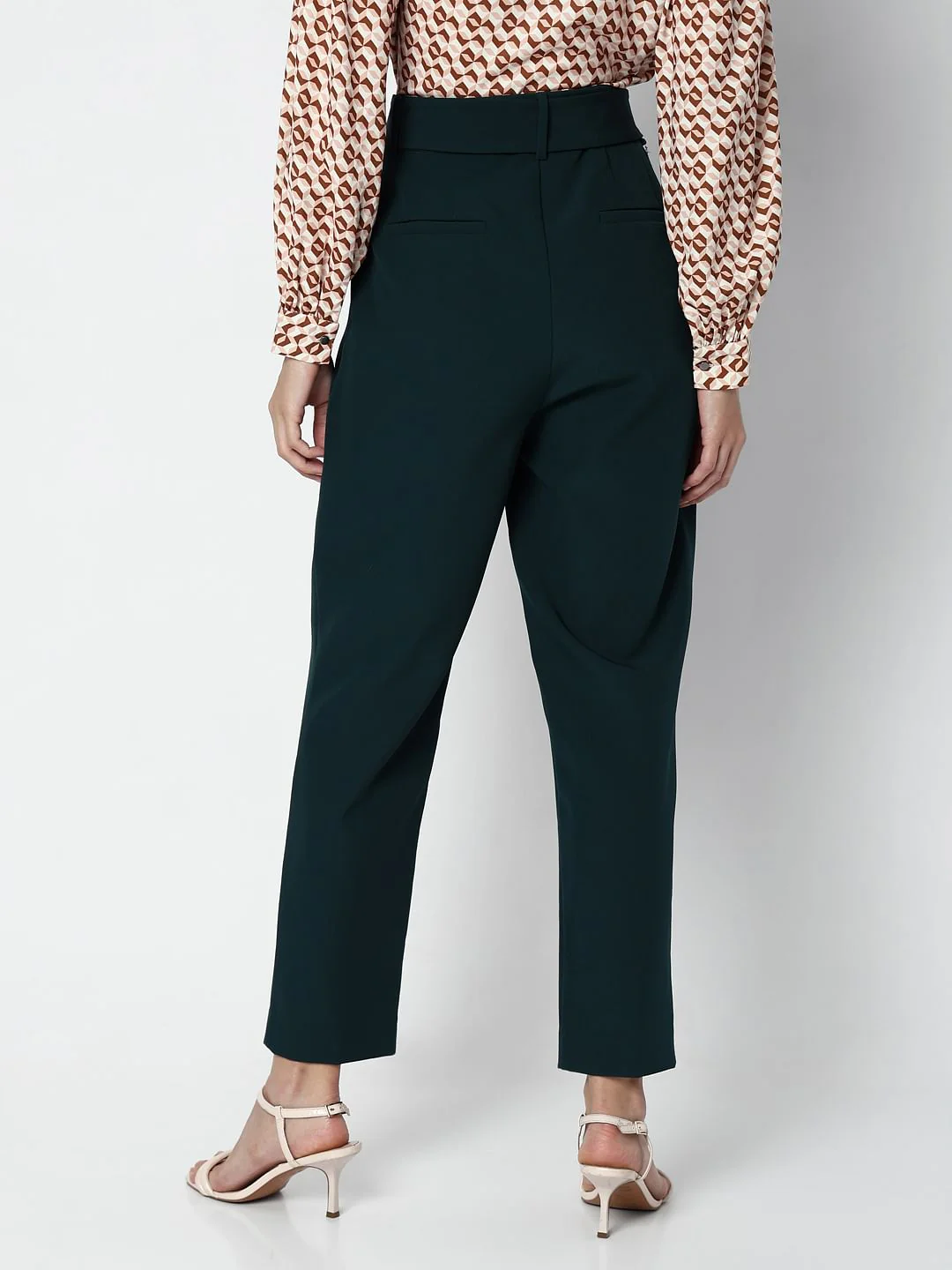 Green High Rise Straight Fit Pants - Image 4