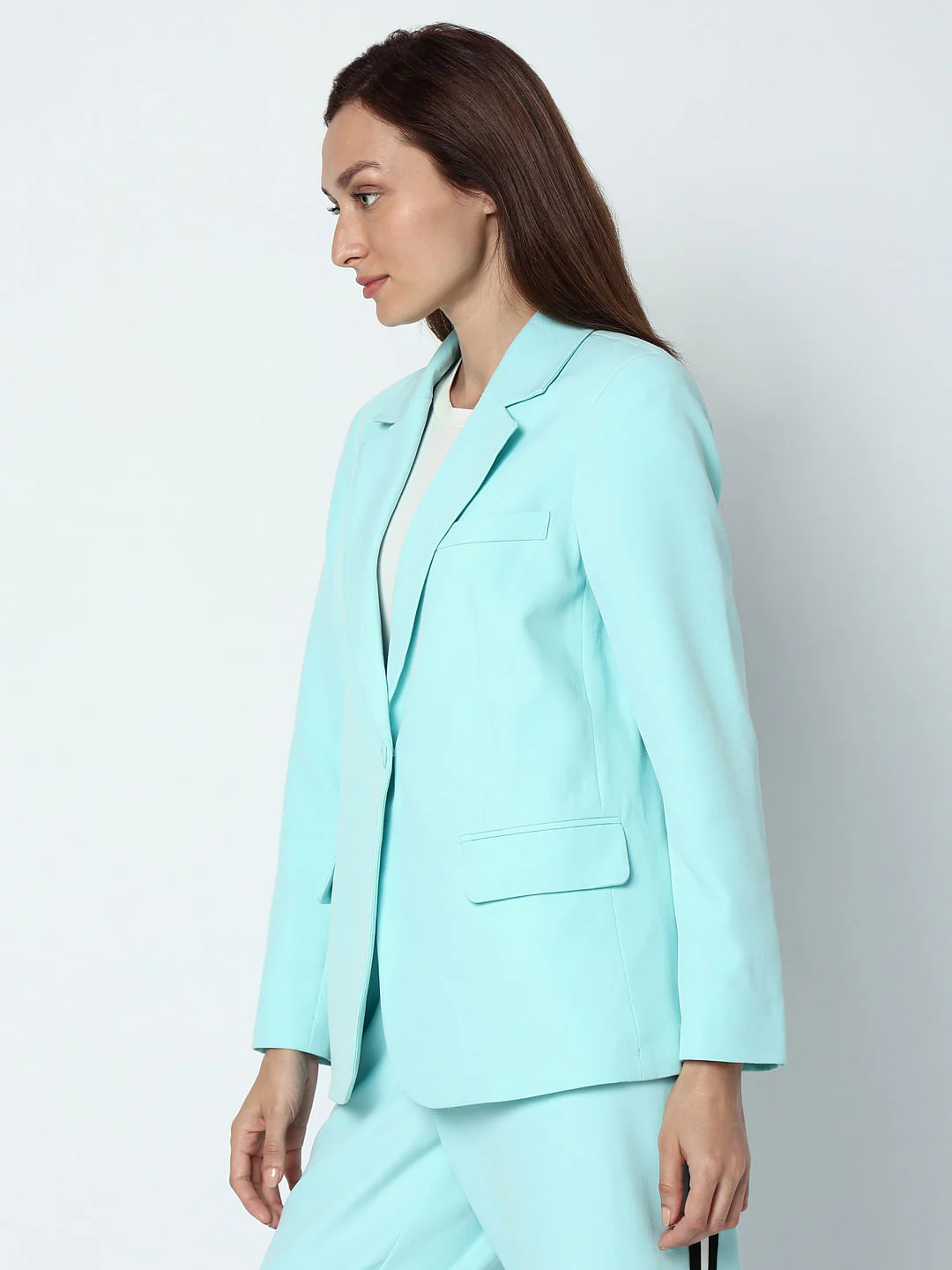 Sky Blue Single Button Blazer - Image 3