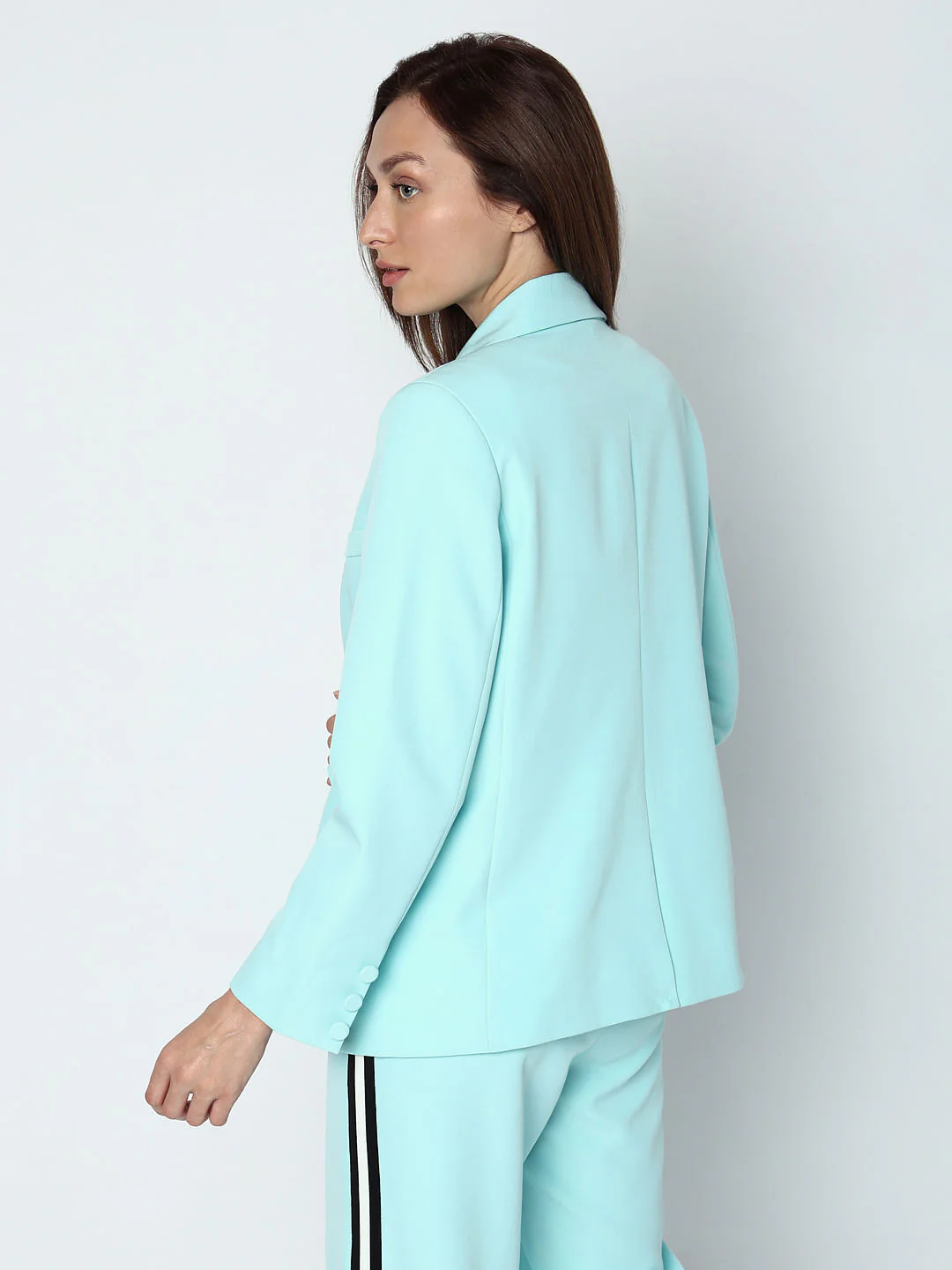 Sky Blue Single Button Blazer - Image 4