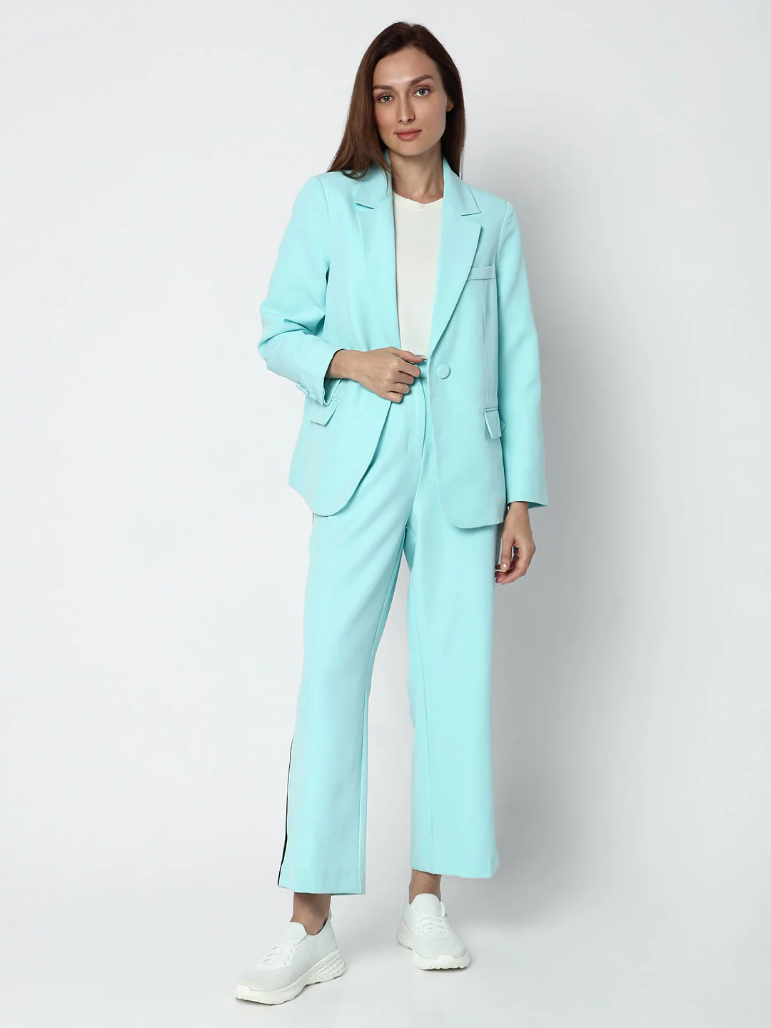 Sky Blue Single Button Blazer - Image 5