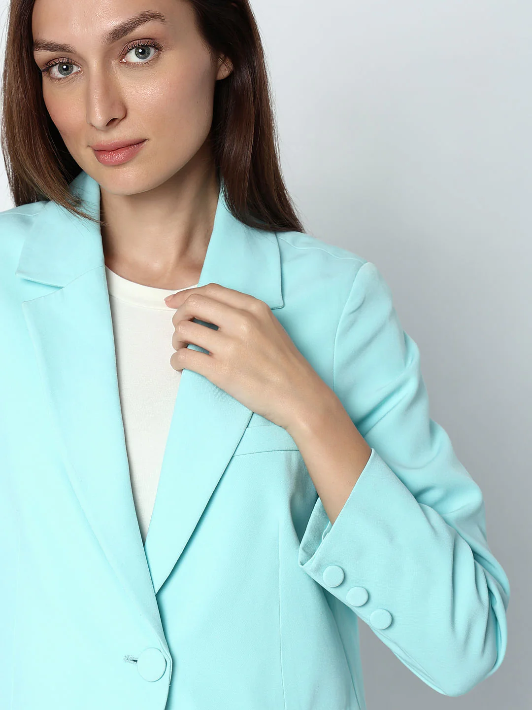 Sky Blue Single Button Blazer - Image 6