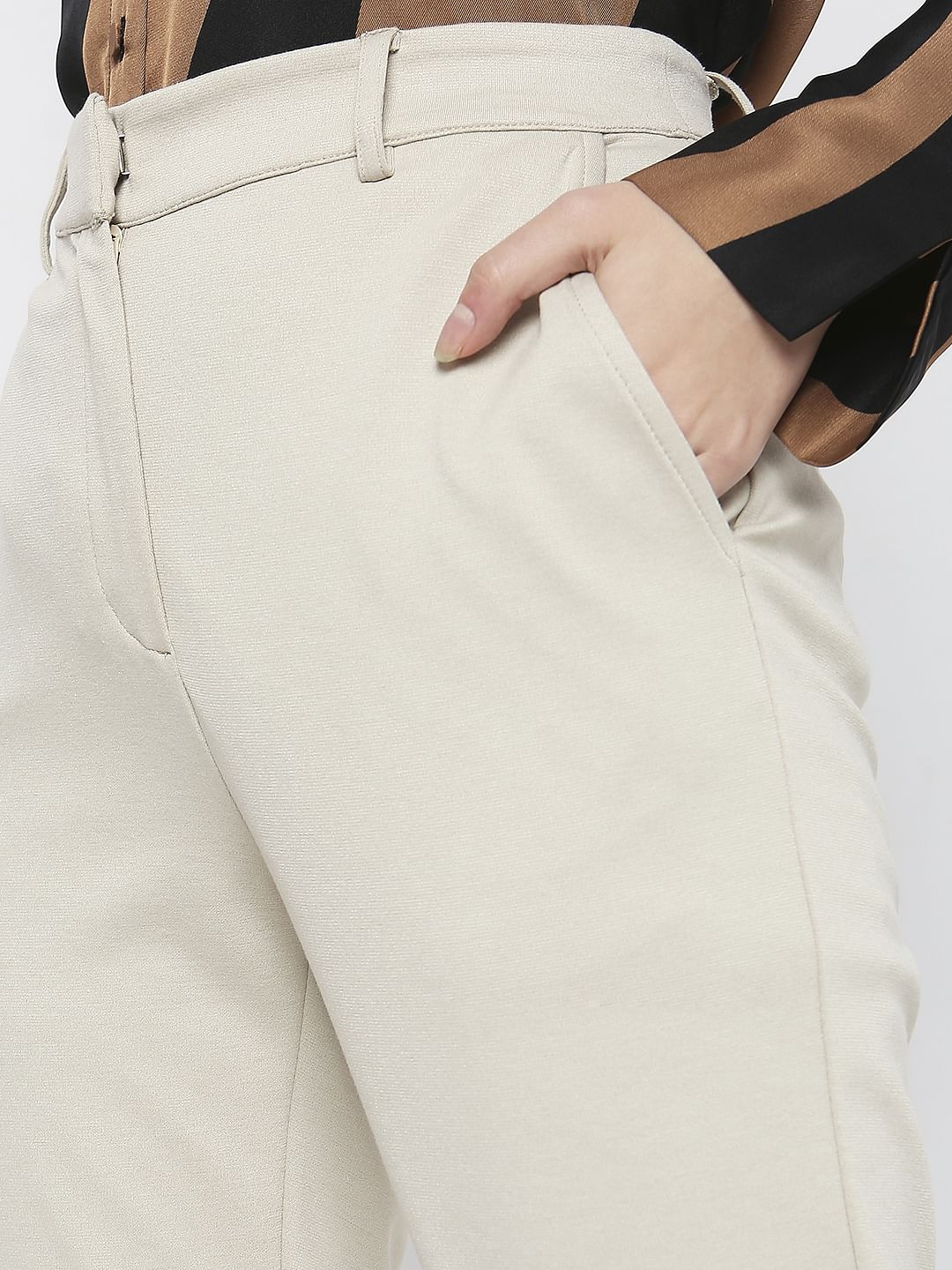 Beige Mid Rise Skinny Fit Co-Ord Set Trousers - Image 5