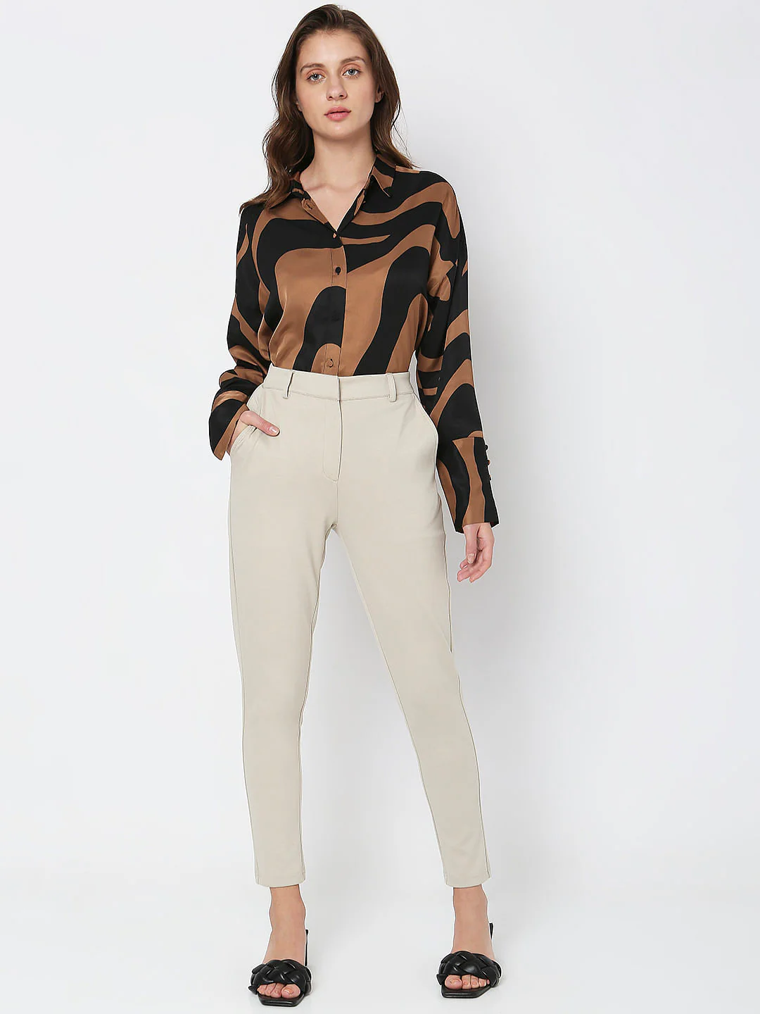Beige Mid Rise Skinny Fit Co-Ord Set Trousers - Image 6