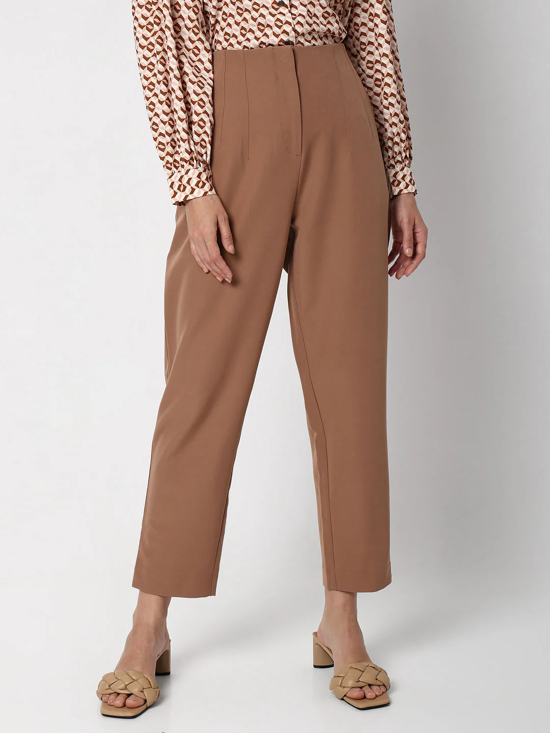 Beige High Rise Straight Fit Co-Ord Set Pants - Image 2
