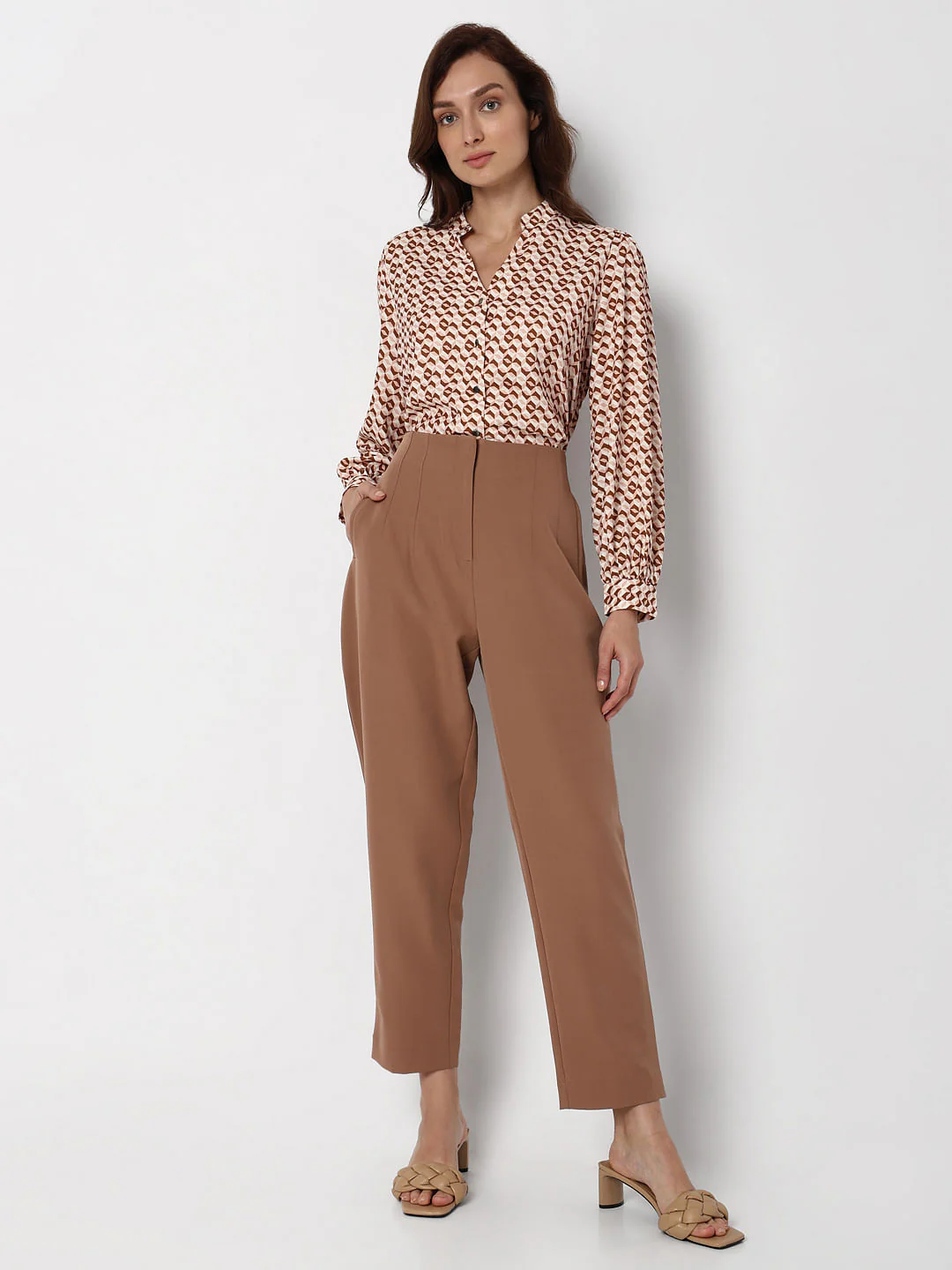 Beige High Rise Straight Fit Co-Ord Set Pants - Image 5