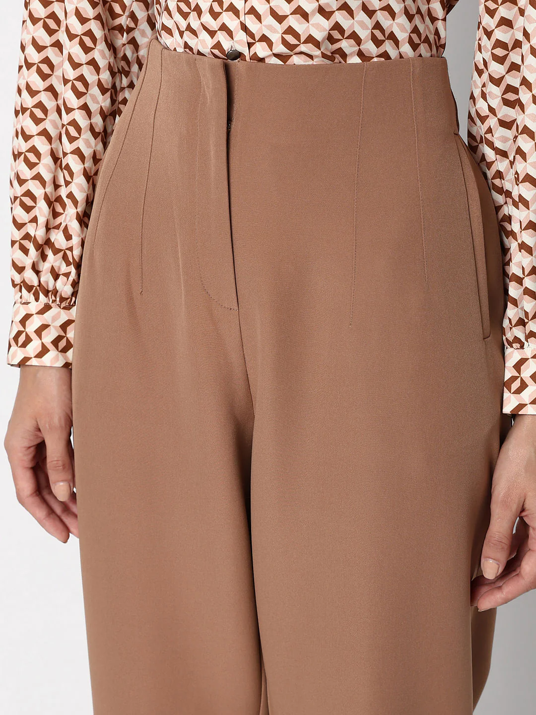 Beige High Rise Straight Fit Co-Ord Set Pants - Image 8