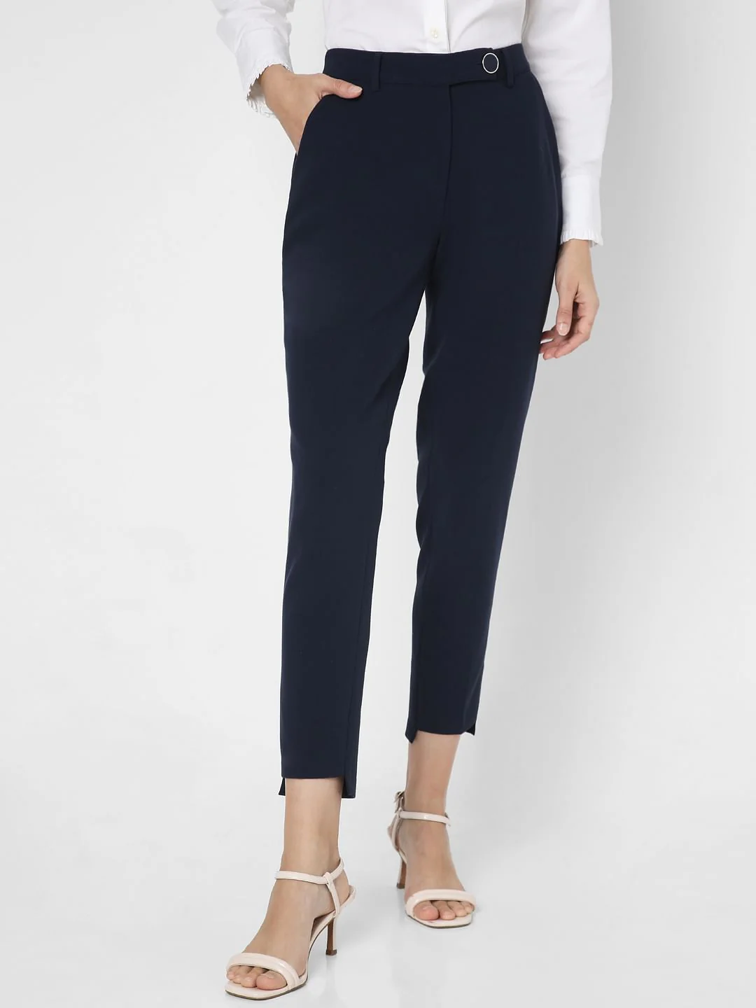 Navy Blue High Rise Tapered Pants - Image 2