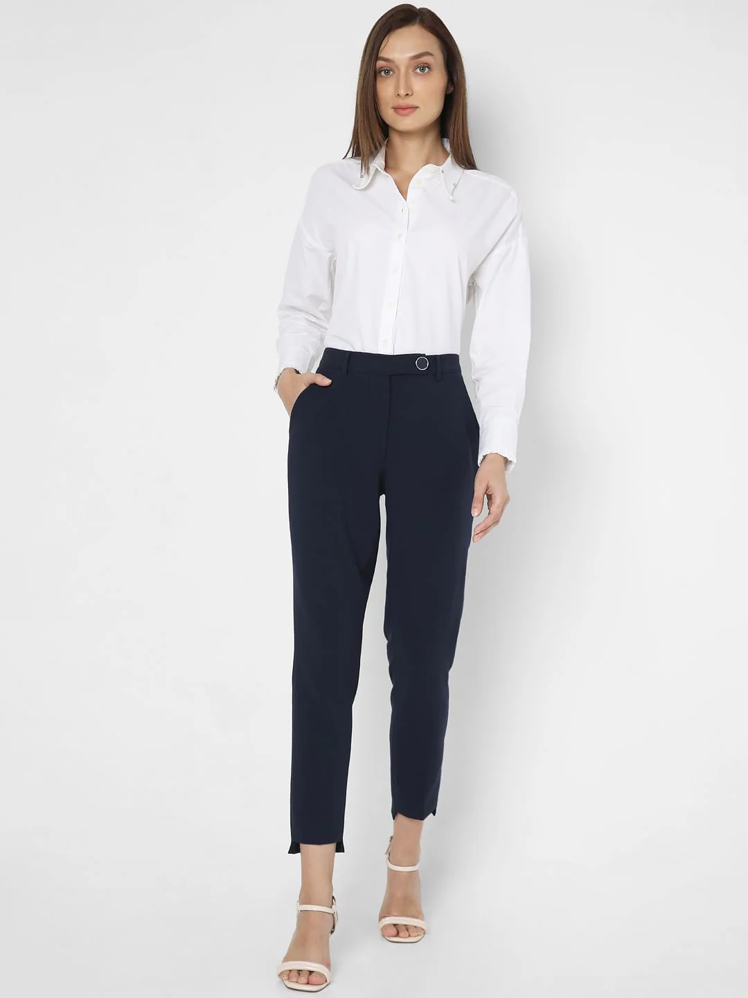Navy Blue High Rise Tapered Pants - Image 5