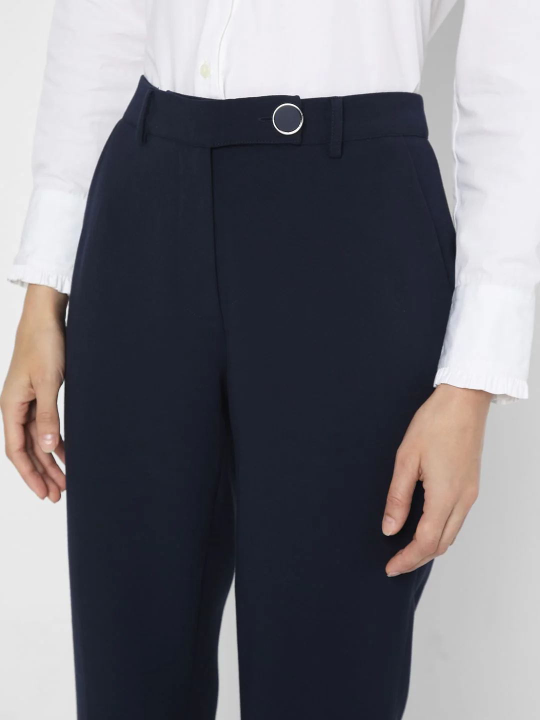Navy Blue High Rise Tapered Pants - Image 6