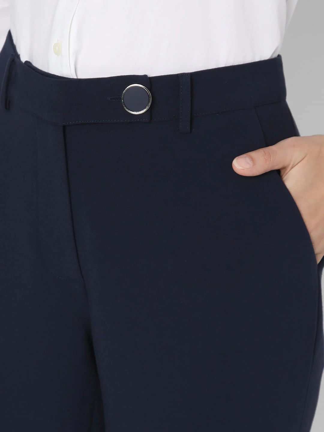Navy Blue High Rise Tapered Pants - Image 8