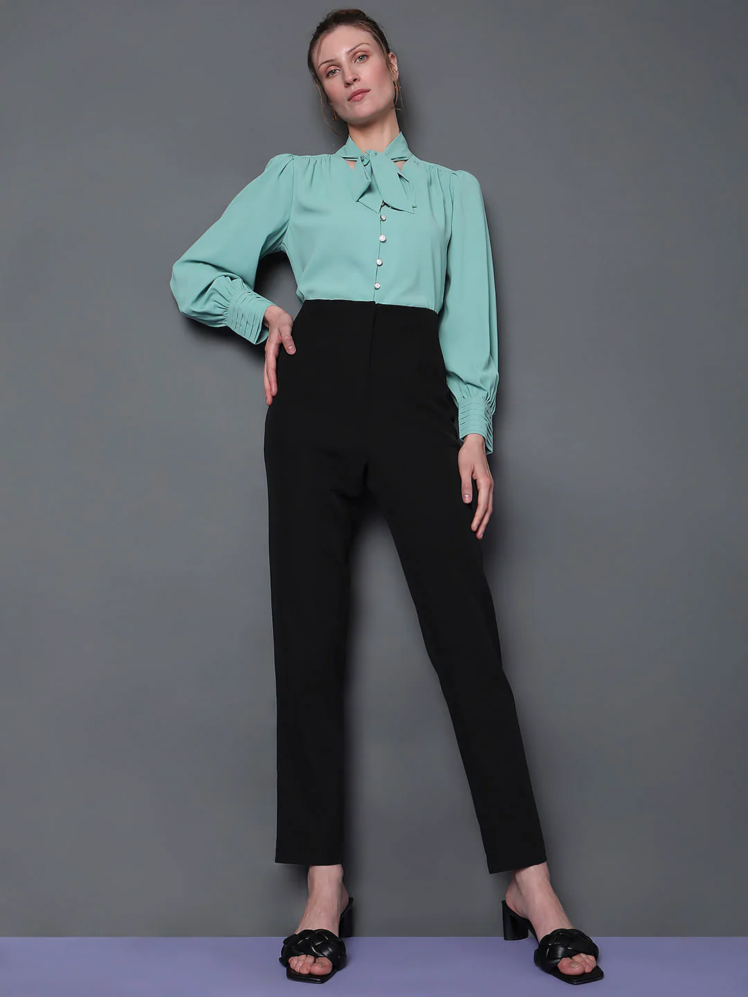 Black High Rise Slim Fit Pants - Image 5