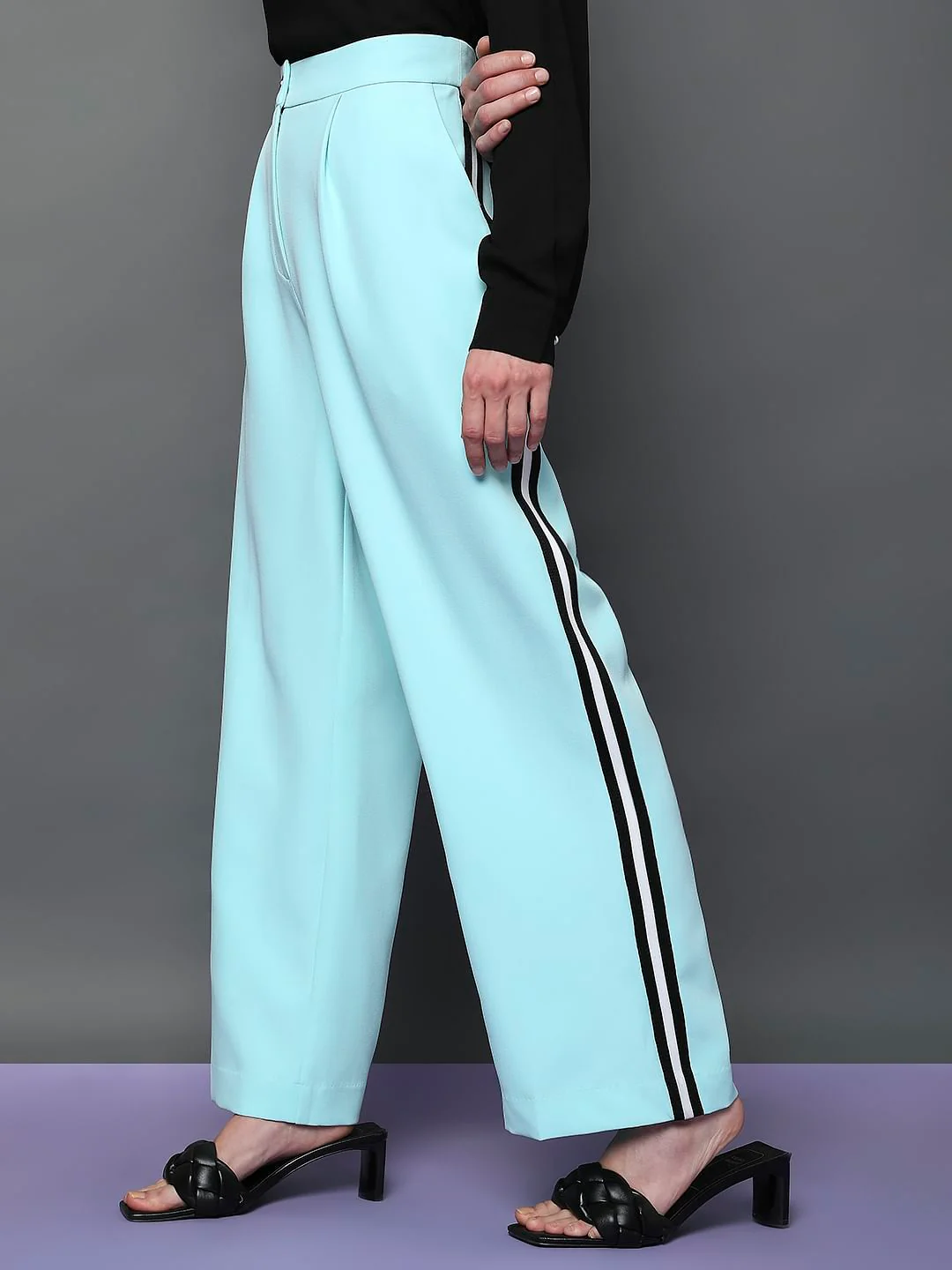 Sky Blue High Rise Wide Leg Pants - Image 3