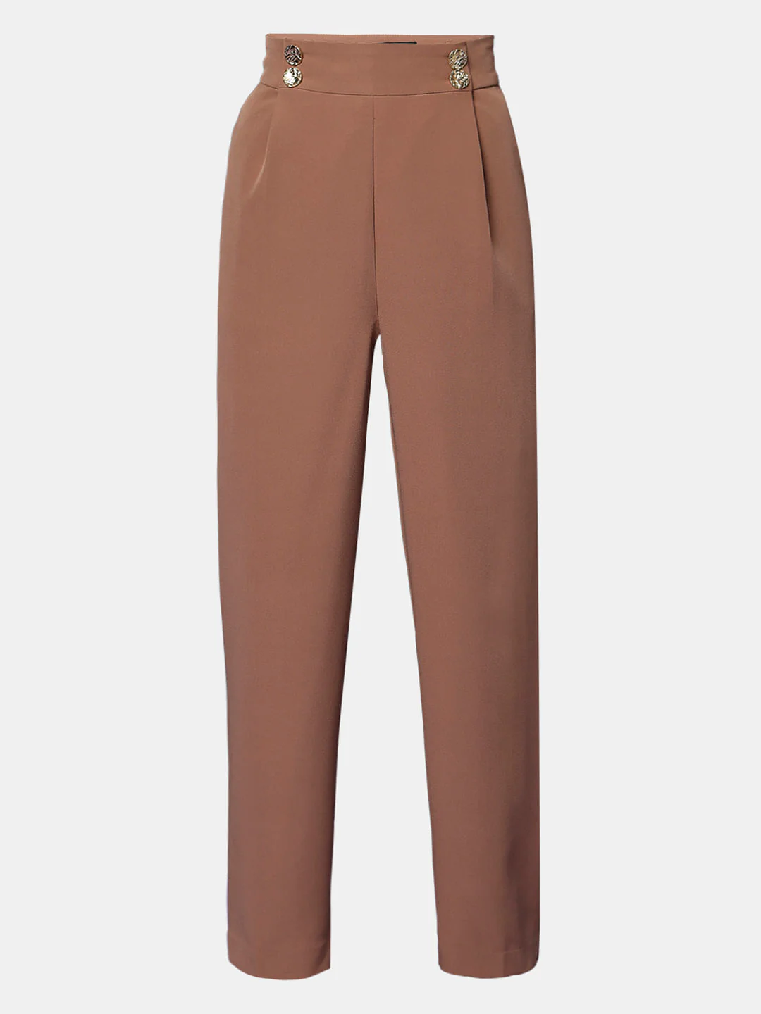Beige High Rise Straight Fit Pants - Image 7