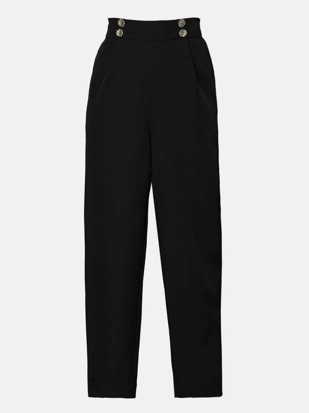 Black High Rise Straight Fit Pants - Image 7