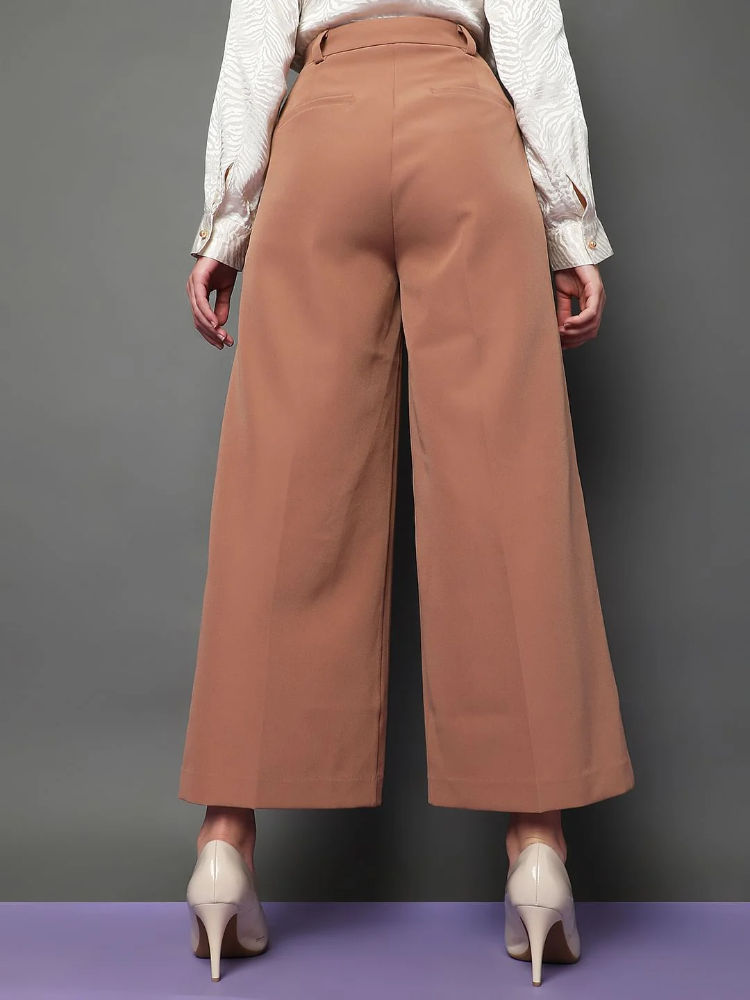 Brown High Rise Wide Leg Pants - Image 4