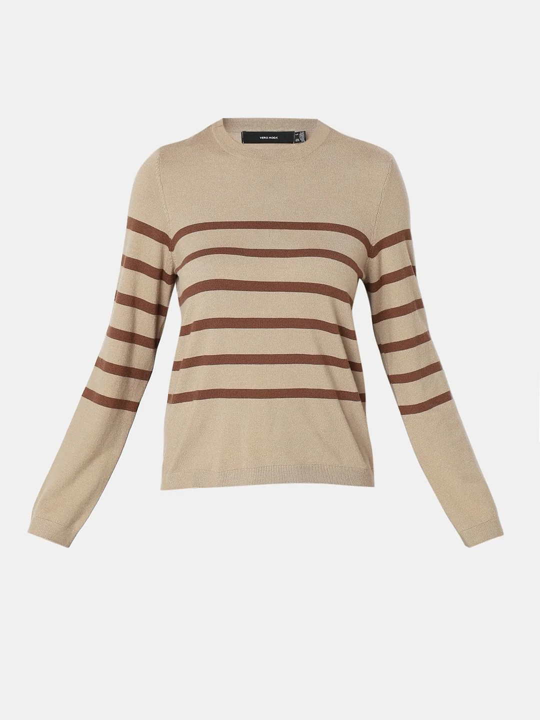 Beige Striped Flat Knit Pullover - Image 7