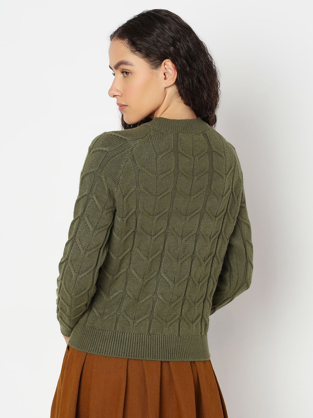 Olive Green Raglan Knitted Pullover - Image 4