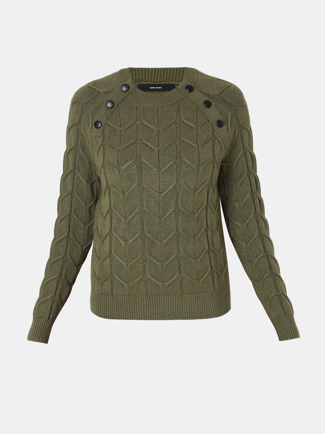 Olive Green Raglan Knitted Pullover - Image 7