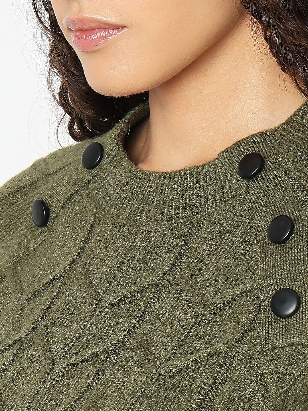 Olive Green Raglan Knitted Pullover - Image 8