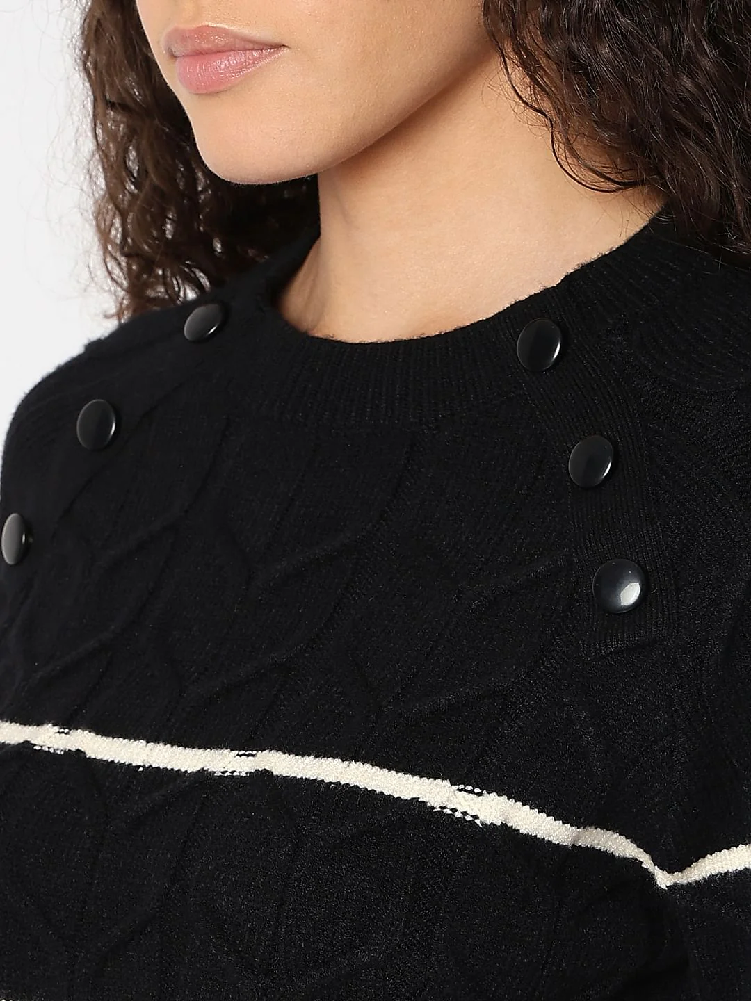 Black Raglan Striped Knitted Pullover - Image 8