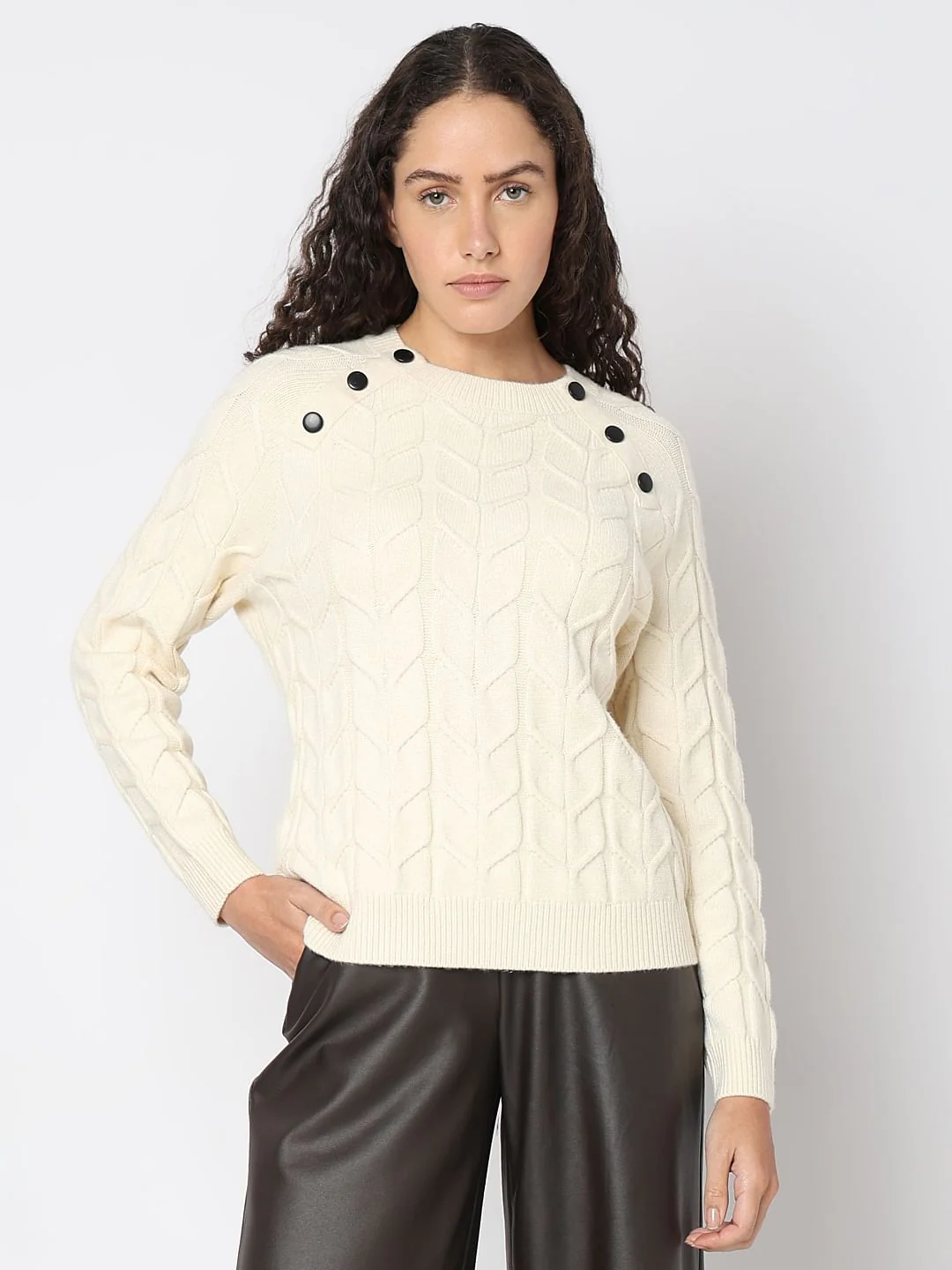 Ecru Raglan Knitted Pullover - Image 2